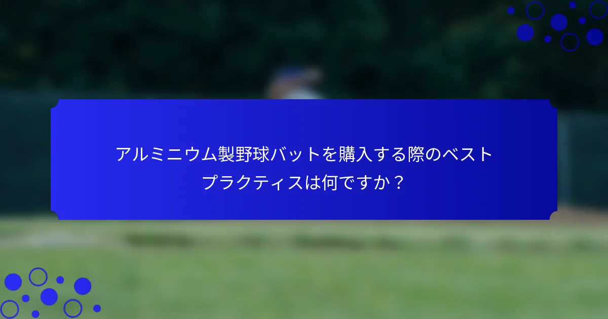 アルミニウム製野球バットを購入する際のベストプラクティスは何ですか?