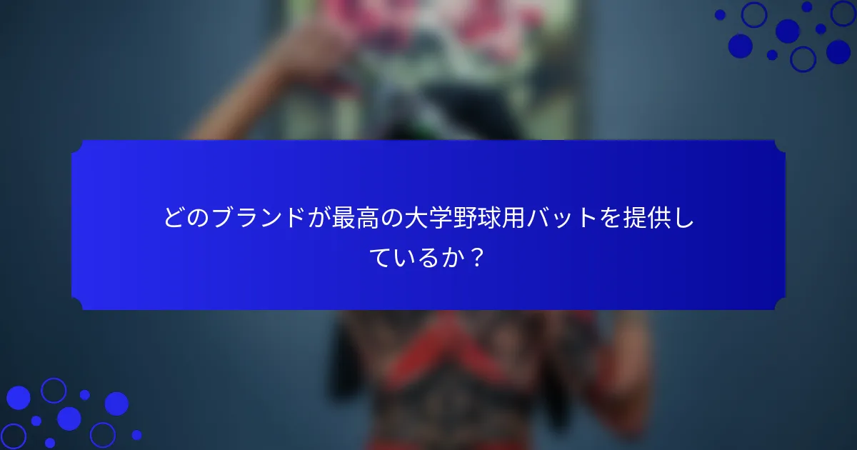 どのブランドが最高の大学野球用バットを提供しているか？